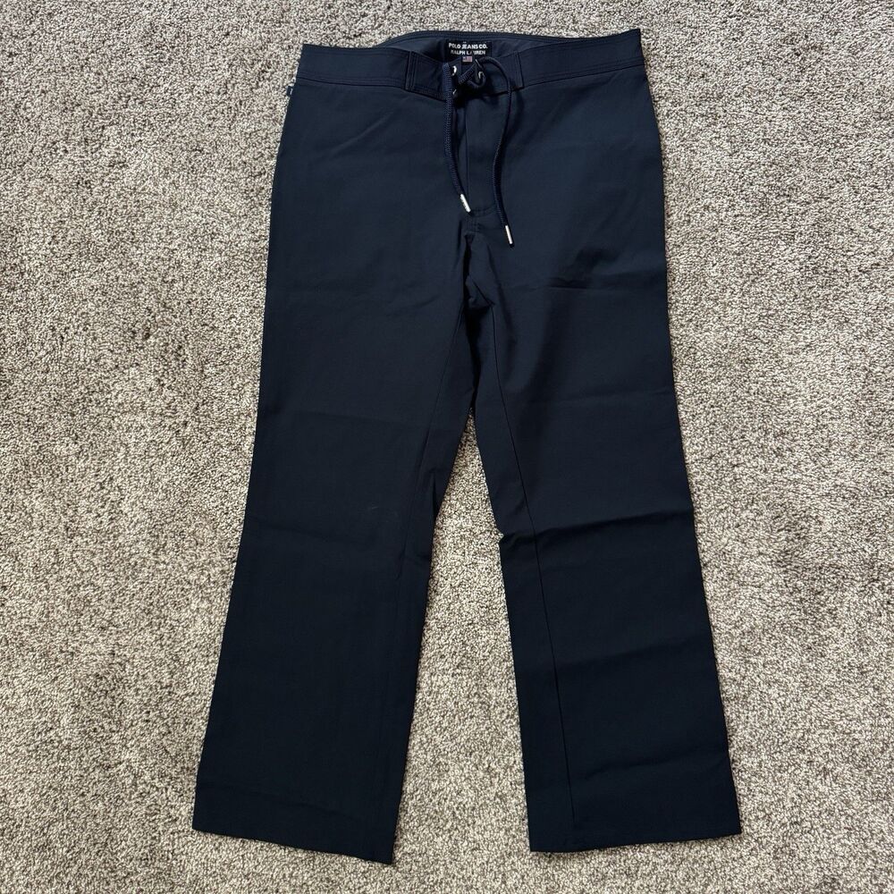 Polo Jeans Co Ralph Lauren Capri Navy Blue Nylon Pants Y2K Size 2